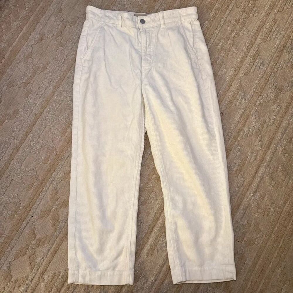 Everlane Corduroy Relaxed Straight Leg Pants Cream Ivory High Rise 31” Waist